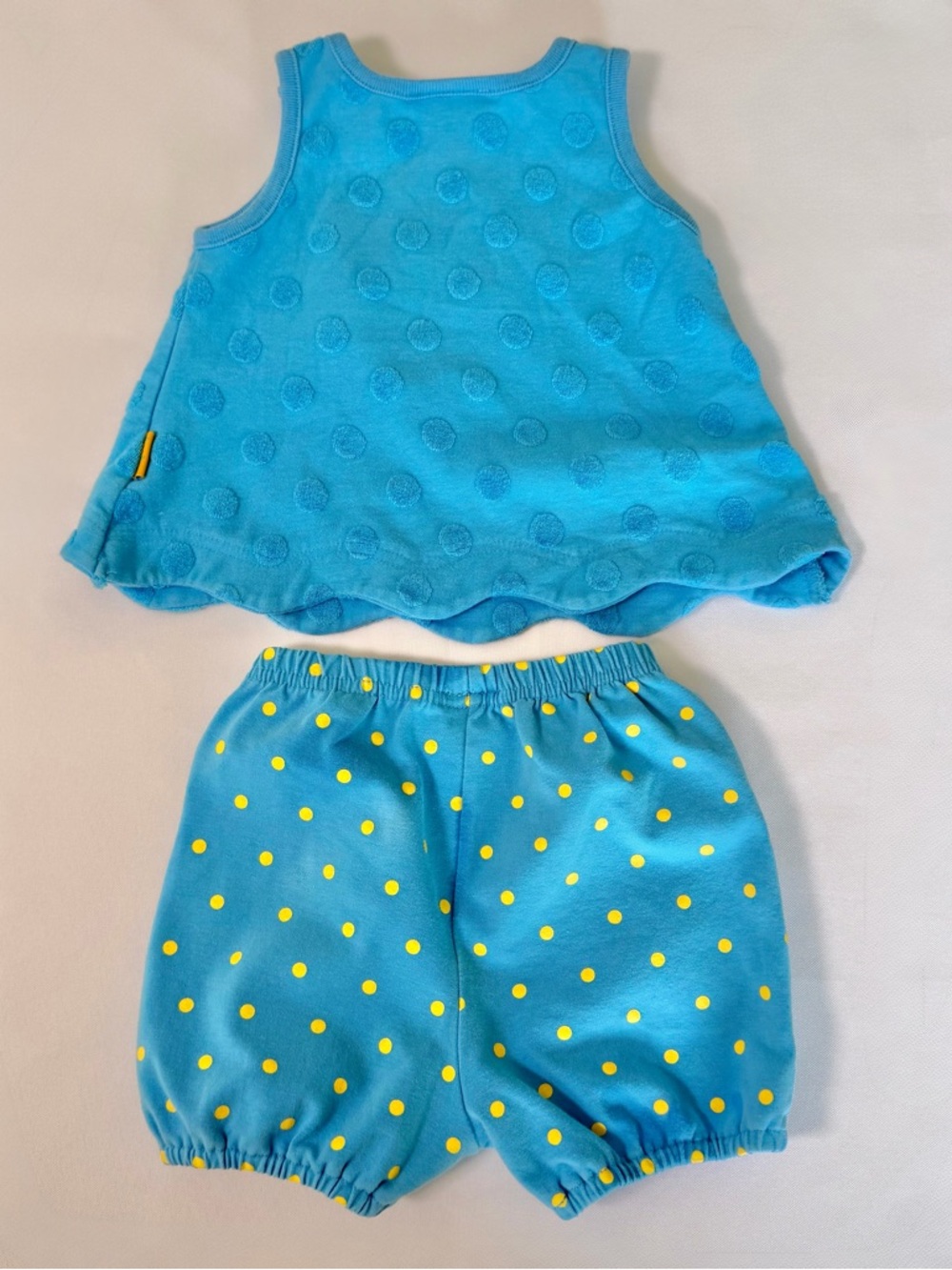 Baby Girl 3M Le Top Set | Fish Applique Scallop Hem Top & shorts - Picture 6 of 6
